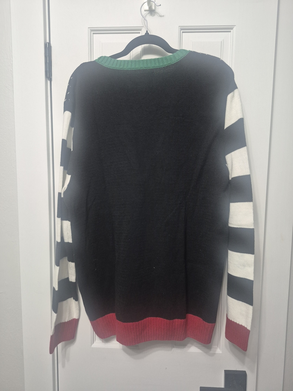 Ugly Christmas Sweater Black, White, Green & Red "Jolly to the Bone" Crewneck - Picture 4 of 4